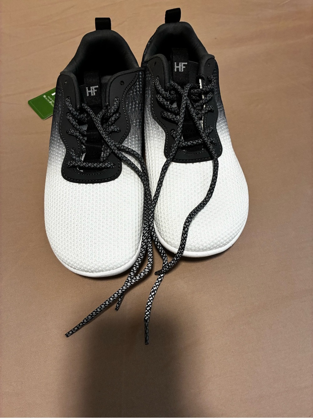 Women’s Black and White Gradient Knit Lace-Up Sneakers